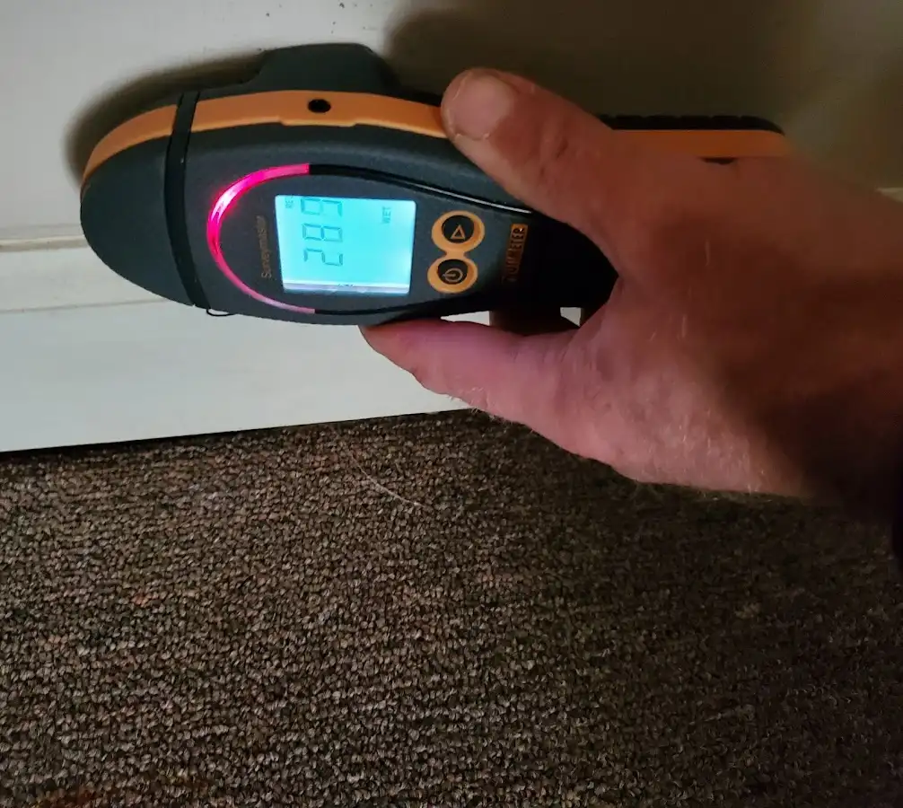 Moisture detection at baseboard during Mold Inspection & Testing in San Diego Country Estates